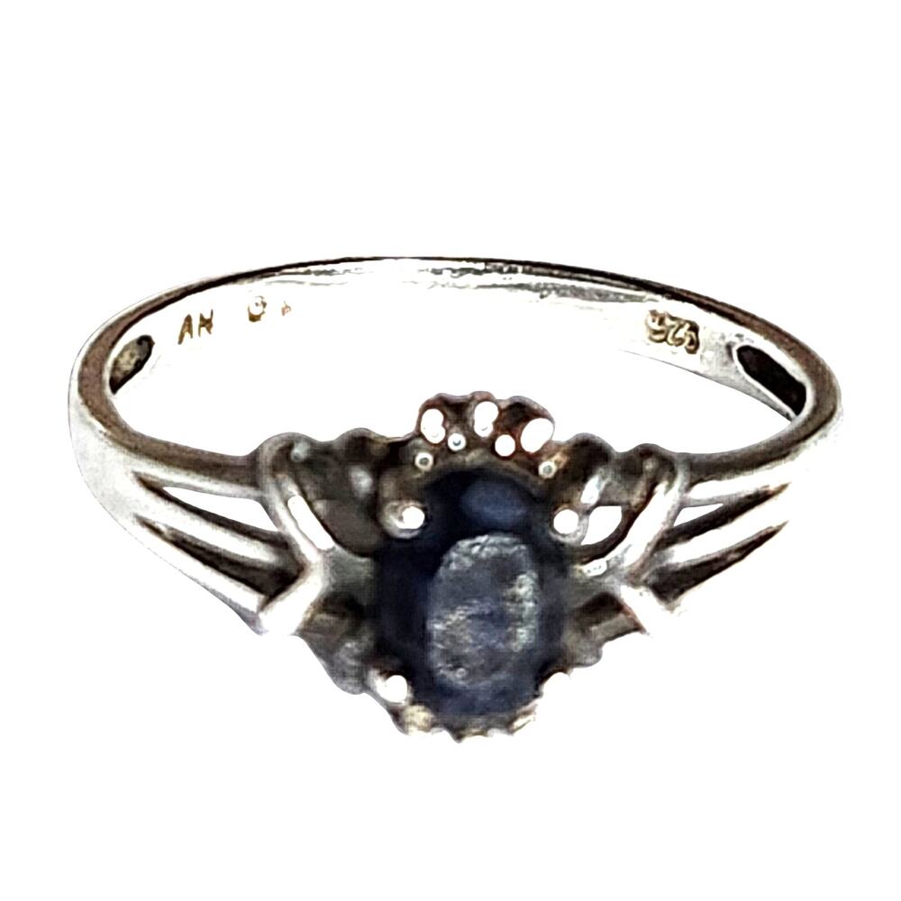 Vintage NVC Nataliya Collister Avon 925 Sterling Sapphire CZ Ring SZ 10.5ze 10.5